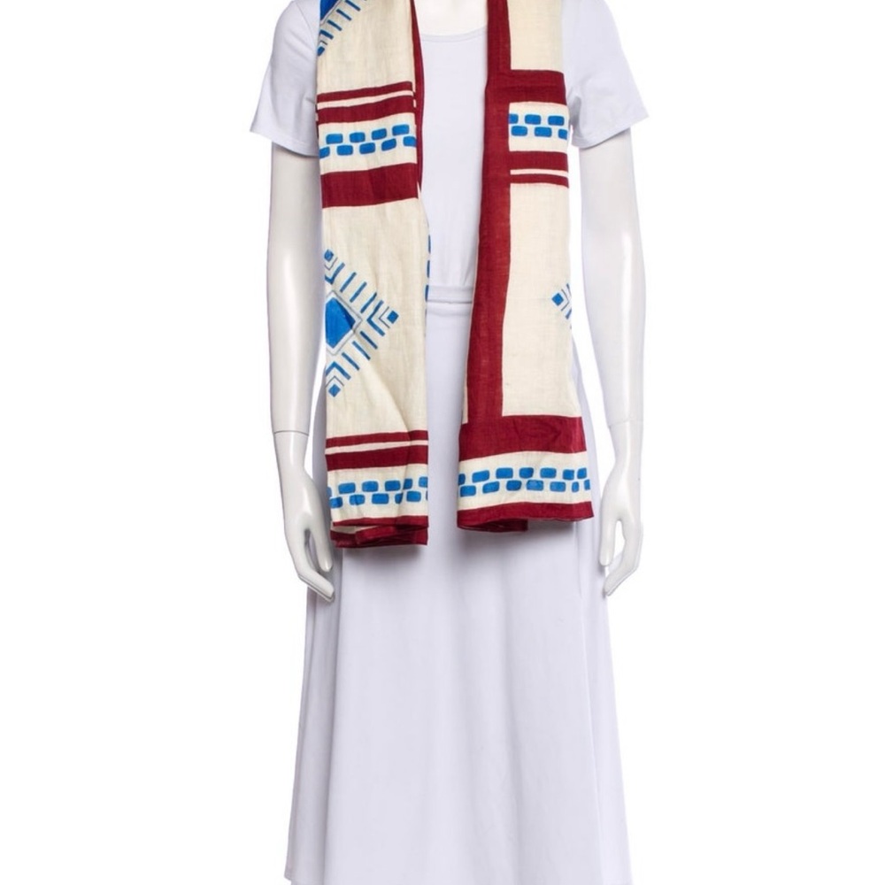 Red and Blue Patterned Scarf